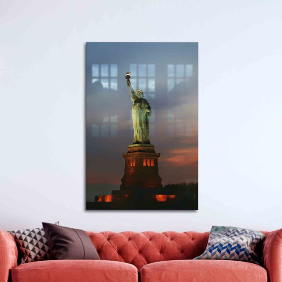 Glass Wall Art Printing Statue Of Liberty Neoclassical Tempered