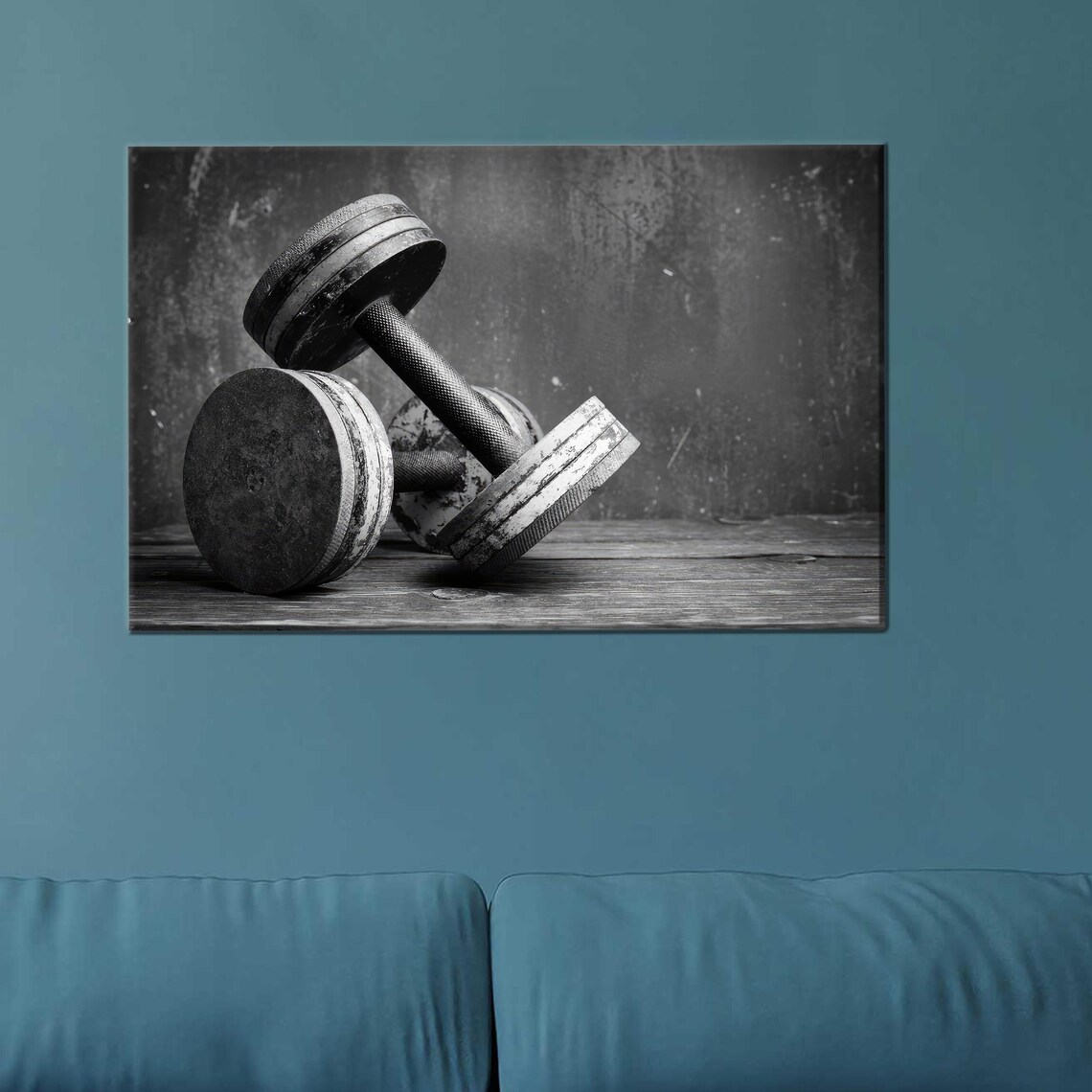 Vintage Dumbbells Black White Monochrome Gym Photography Wall Art