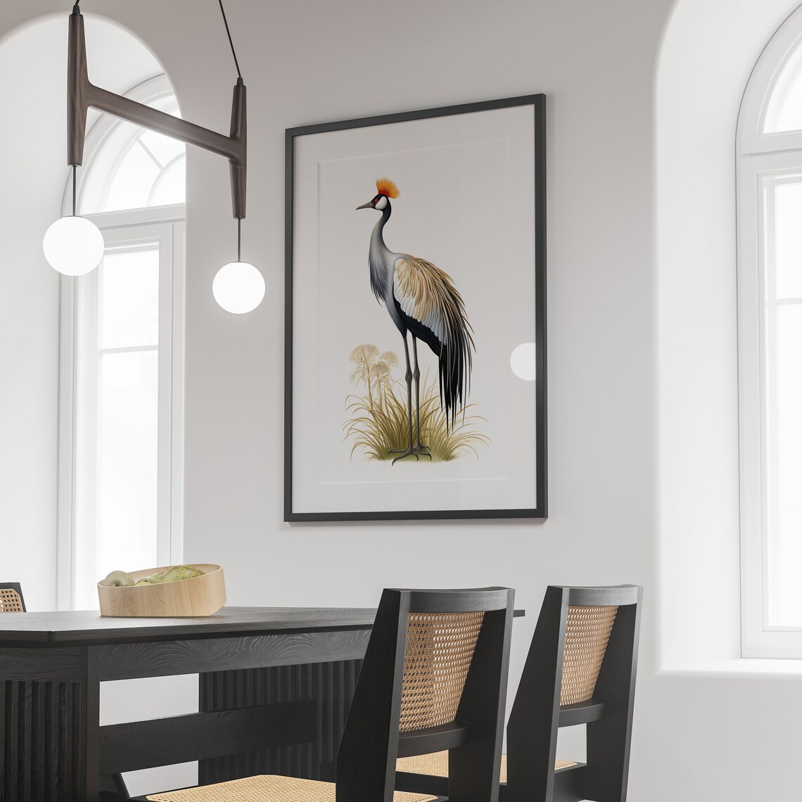 Crowned Crane Botanical Bird Guide Art Print - Image 2