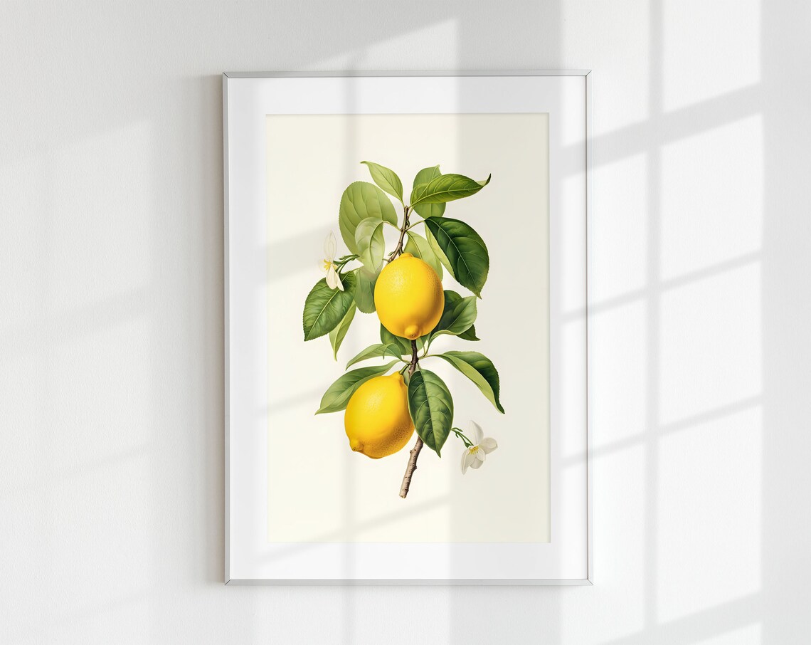 Vintage Lemon Branch Botanical Fruit Poster