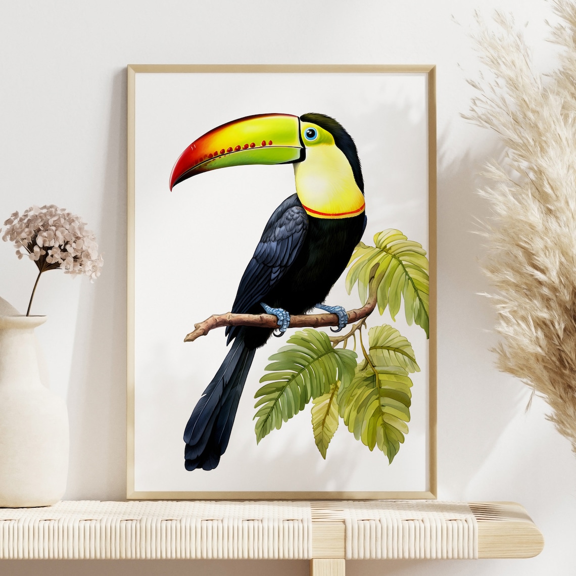 Keel-Billed Toucan Botanical Guide Art Print - Image 4