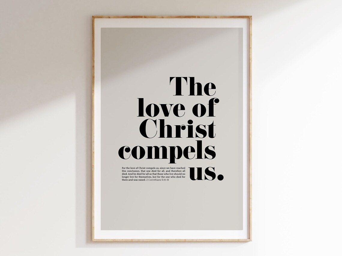 2 Corinthians 5:14 Scripture Art Print, Minimalist