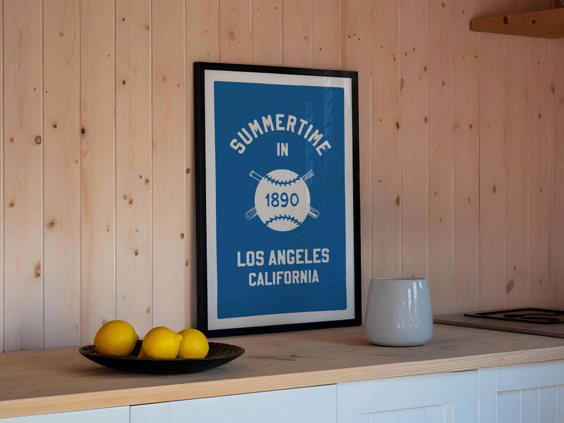 Retro Sports Team Print Los Angeles California Baseball Wall Art Baseball Team Poster Los Angeles Wall Decor Sports Party Gift For Friends - Image 3