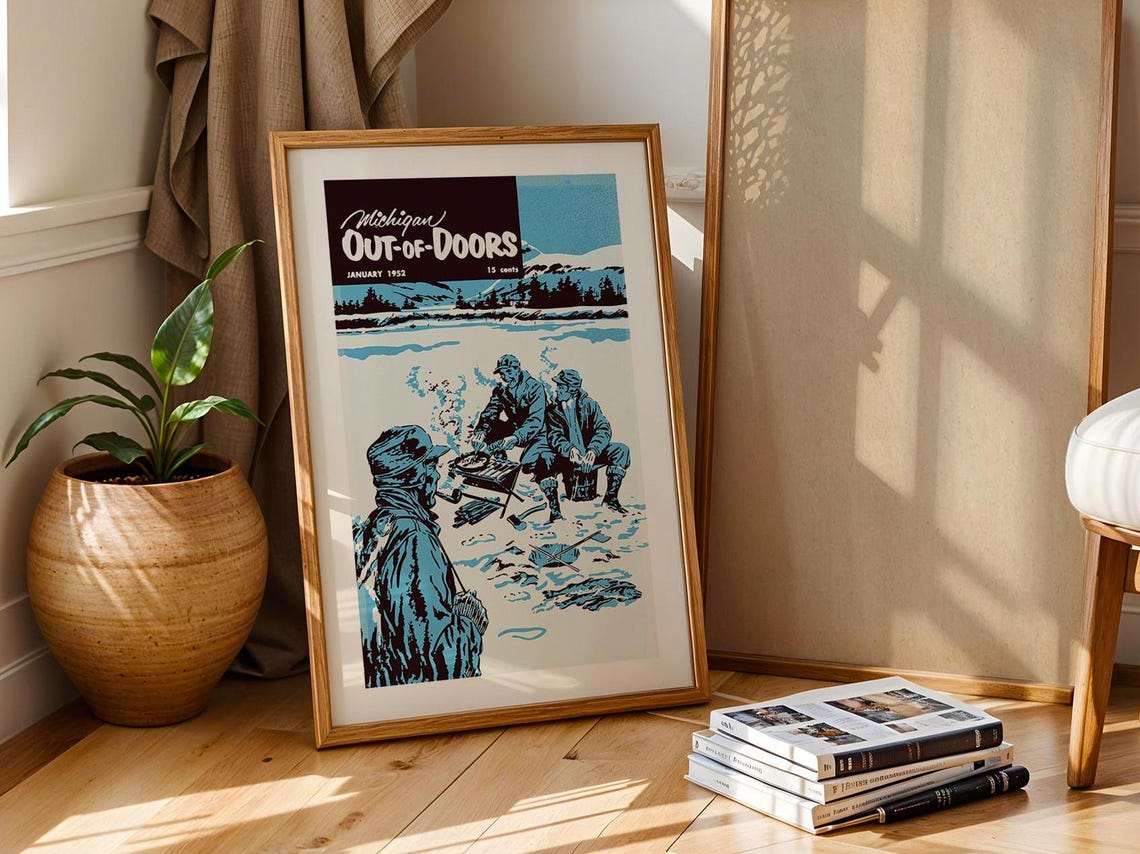 Retro Fishing Print Gift For Fisherman Michigan Fishing Art Poster Home Office Decor Hunting Fishing Art Angler Wall Art Gift For Dad - Image 4