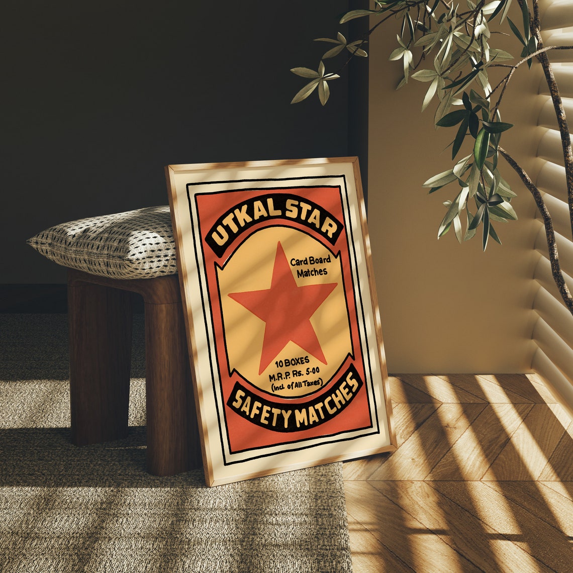Utkal Star Safety Matches Retro Indian Matchbox Label Bold Art Poster - Image 3