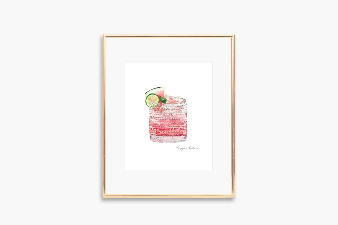 Watermelon Mojito Watercolor Art Print