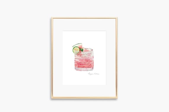 Watermelon Mojito Watercolor Art Print