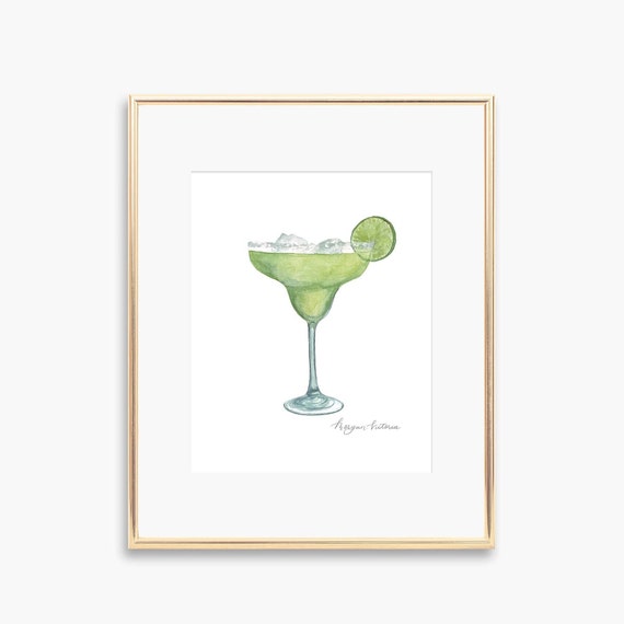 Margarita Watercolor Art Print, Cocktail Bar Decor