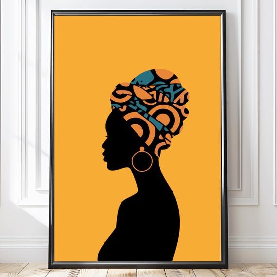 African Woman Wall Art Modern Minimalist Print Home Decor