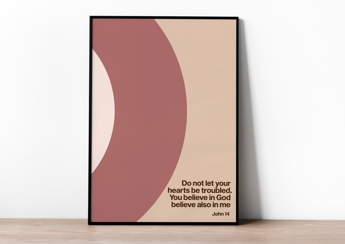 John 141 Bible Verse Modern Minimalist Wall Art Print Christian Posters Version