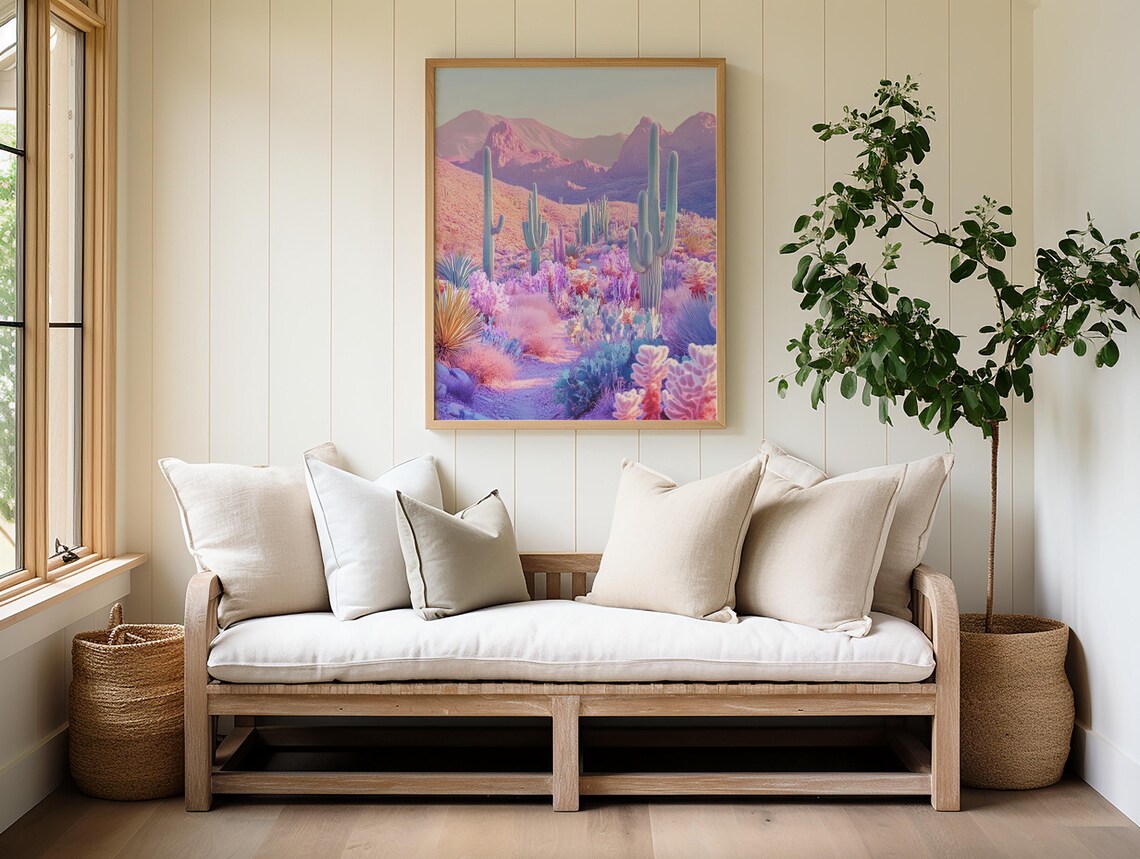 Retro Desert Landscape Cactus Art Print, Vintage Poster - Image 4