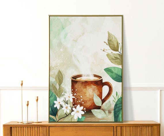 Coffee Print For Kitchen And Dining Room Decor Vintage Latte Wall Art Green Home Birthday Gifts Lover Office