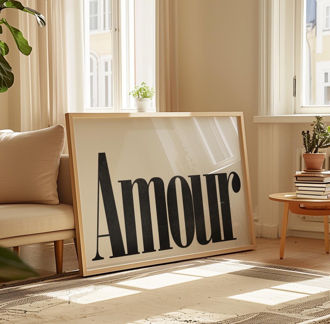 Amour Black Serif Typography Minimalist Romantic Love Poster