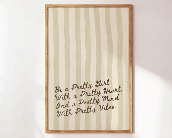 Pretty Girl With A Heart Trendy Quotes Wall Art Inspirational Quote Motivational Poster Retro Apartment Decor Typography