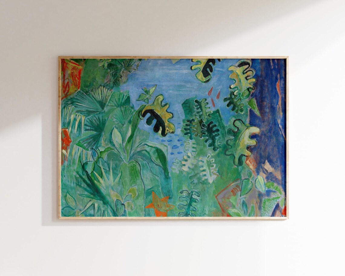 Tropical Jungle Fauvist Green Palm Leaves Vibrant Art Poster