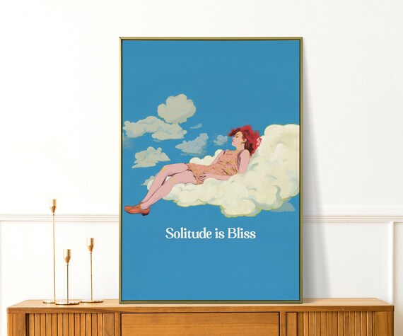 Solitude Is Bliss Quotes Wall Art Print Trendy Modern Decor For Living Room Bedroom And Office With Inspirational Quote Illustration