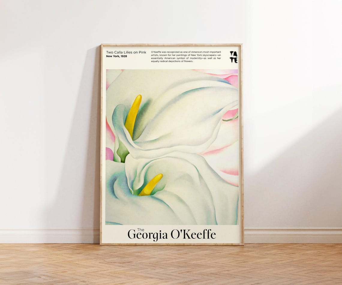 Georgia O'Keeffe Two Calla Lilies on Pink 1928 Exhibition Poster