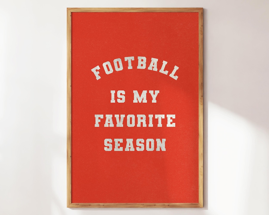 Football Is My Favorite Season Retro Red Collegiate Quote Poster