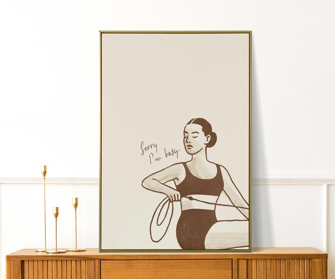 Sorry I'm Busy Brown Duotone Rowing Workout Funny Quote Poster