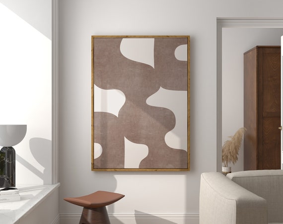Midcentury Nude Brown And Light Beige Minimalist Wall Art Contemporary Print Organic Shapes Trendy Home Decor Wall Art