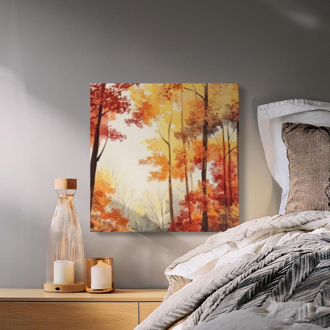 Autumn Forest Path Surrounded by Red and Orange Foliage Poster - Image 4