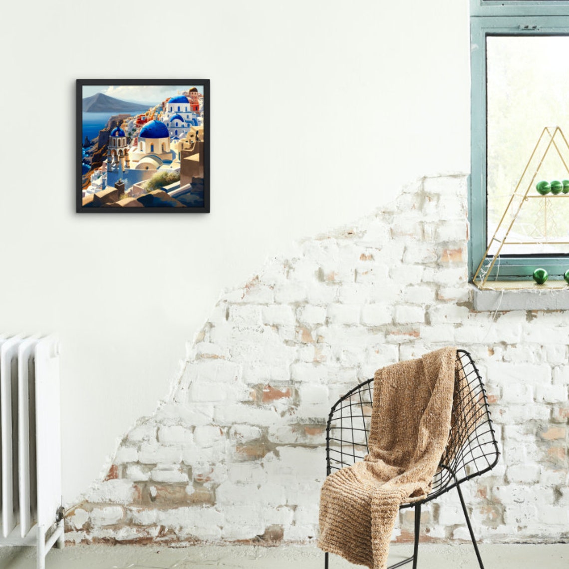 Watercolor Santorini Greece Blue Domes Over the Aegean Poster - Image 2