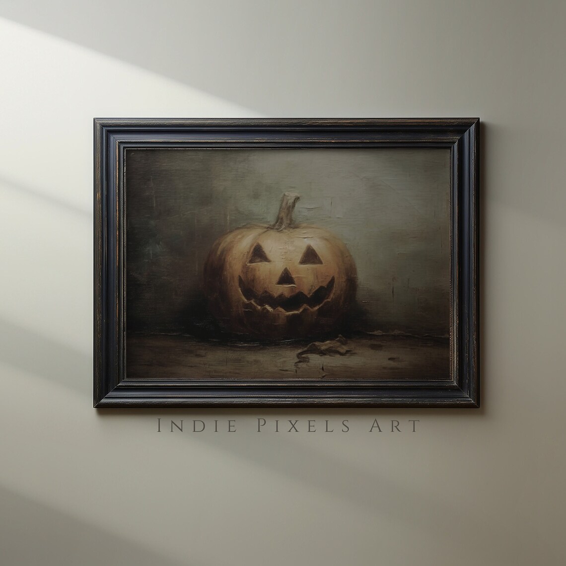 Jack O Lantern Halloween, Primitive Halloween Art Print