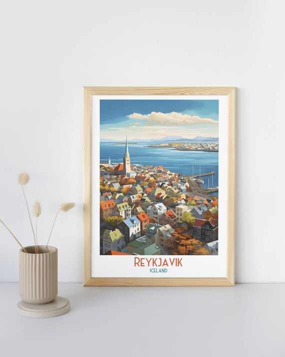 Reykjavik Iceland Colorful Houses and Church by the Harbor Art Print