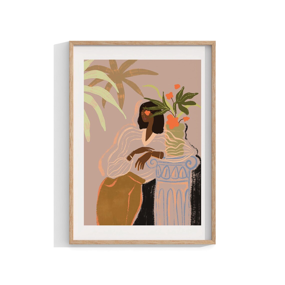 Waiting, Boho Modern Art Print, Pensive Decor