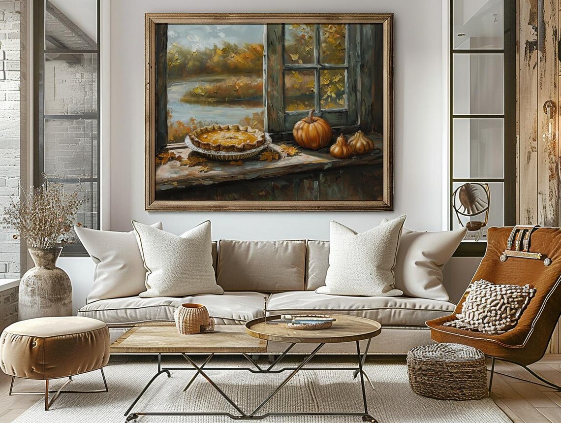 Autumn Wall Art Pumpkin Pie Print, Rustic Fall - Image 2