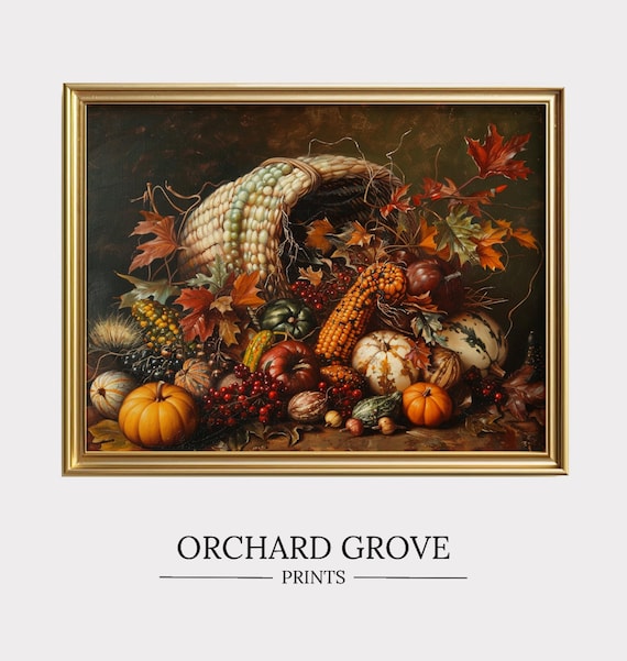 Thanksgiving Autumn Harvest Cornucopia Art Print