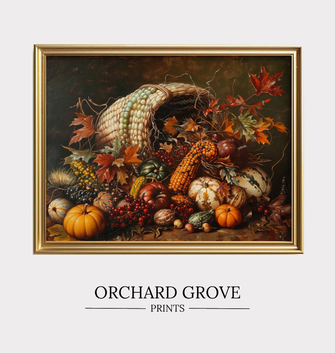 Thanksgiving Autumn Harvest Cornucopia Art Print