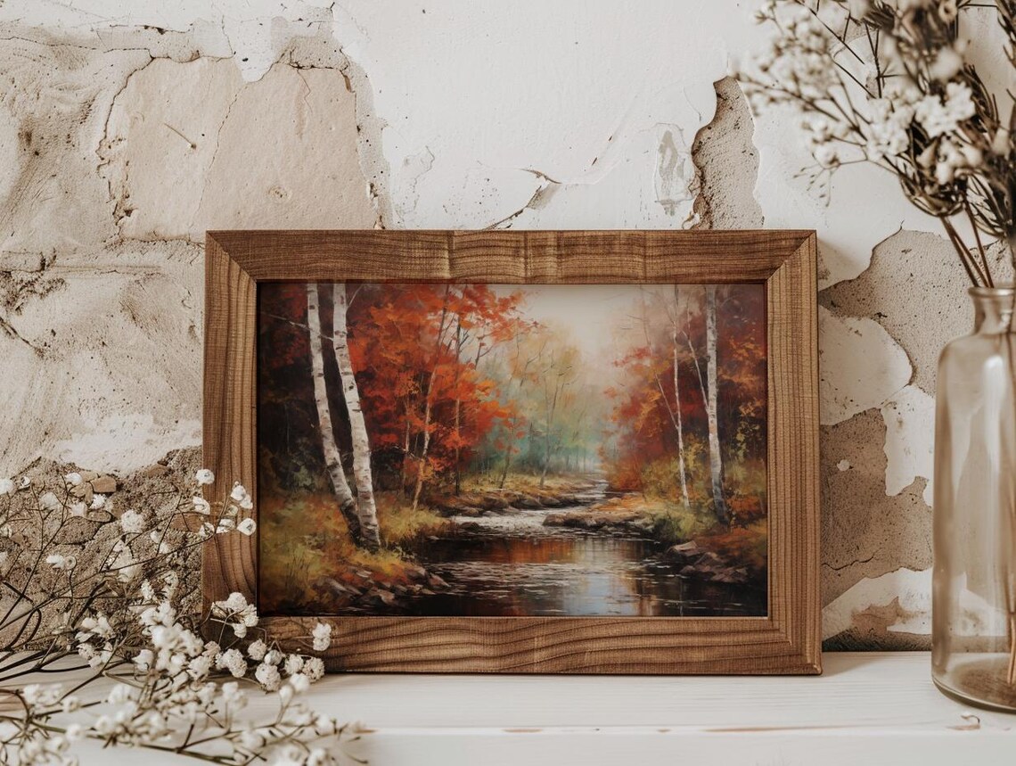 Autumn Forest Vintage Fall Landscape Art Print - Image 4