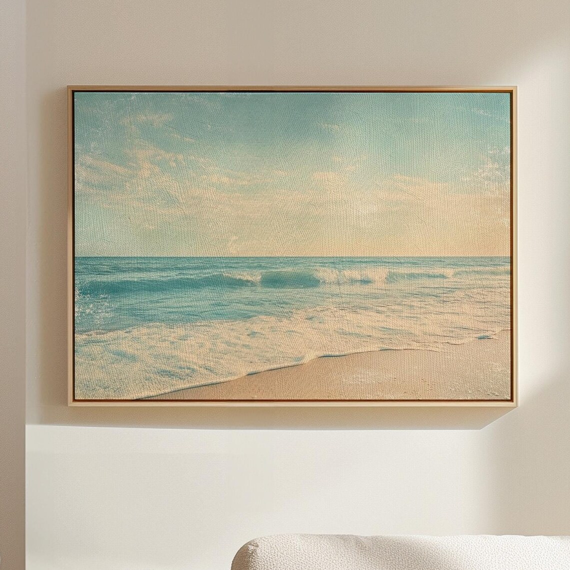 Serene Beach with Turquoise Waves and Golden Sand Art Poster