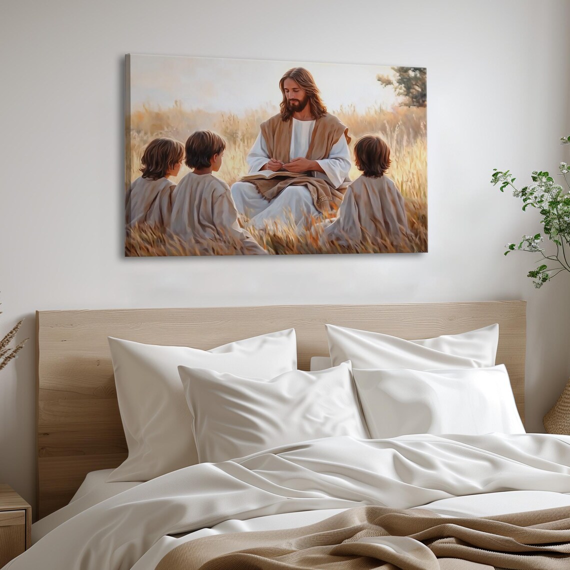 Jesus Reading Book With Children In Golden Wheat Field Poster - Image 7