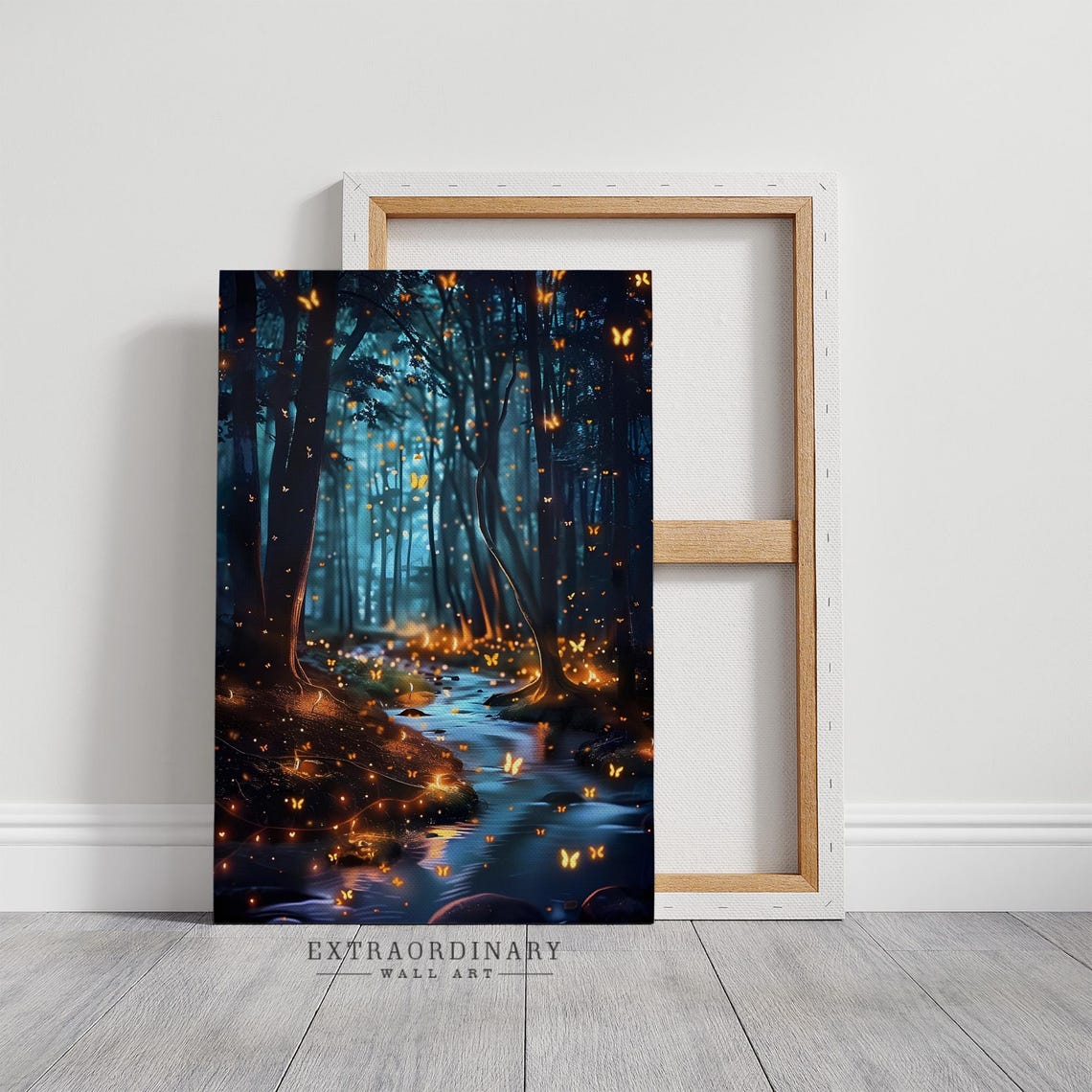 Enchanted Forest Stream With Glowing Butterflies Magical Poster - Image 7