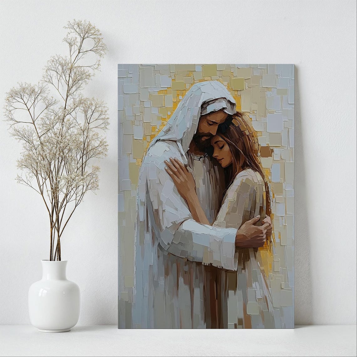 His Love Abstract Christian Wall Art Jesus Hugging Girl Painting Jesus Art Print Lds Art Bible Wall Art Jesus And Woman Artwork - Image 7