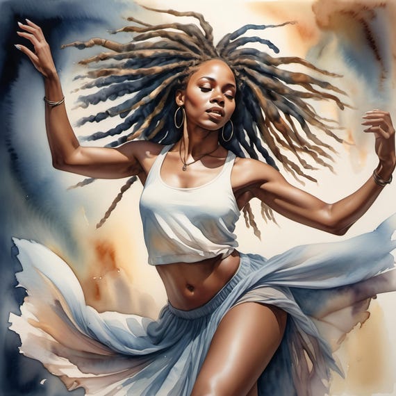 Graceful Dancing Woman Elegant Watercolor Art Flowing Fabric Movement Modern Wall Art For Dance Lovers