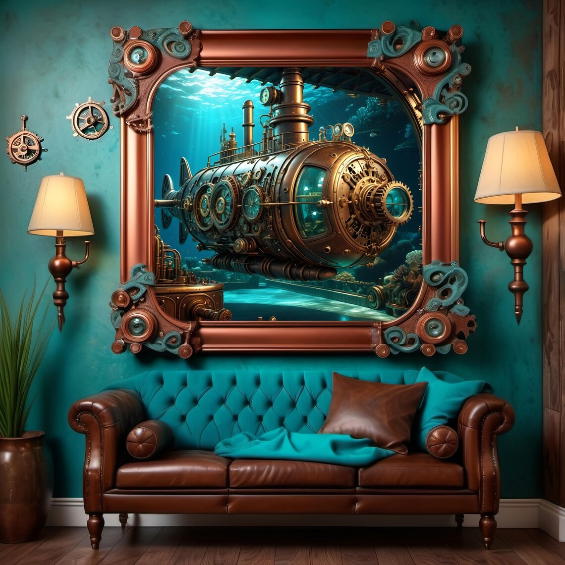 Steampunk Submarine Vintage Nautical Art Print - Image 3