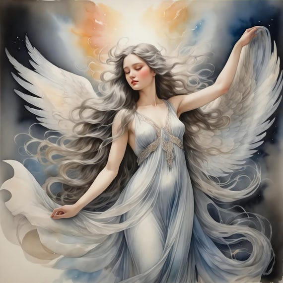Angelic Portrait Celestial Angel Wall Art Ethereal Elegant Angel Portrait Heavenly Fantasy Decor Angelic Home Gift
