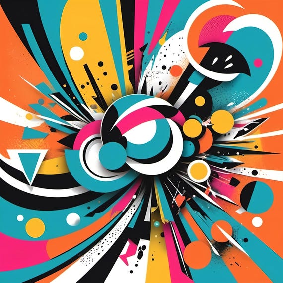 Abstract Pop Art Bold Graphic Wall Art Gift Idea Vibrant Colors Comic Style Print Playful Modern Decor Gift