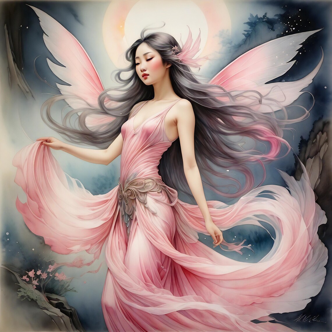 Celestial Fairy Art Print, Whimsical Elegant Decor