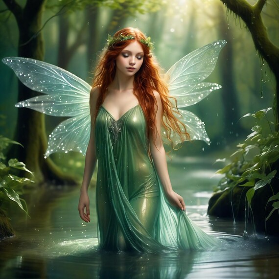 Enchanted Forest Fairy Print Mystical Wall Art Fantasy Lover Gift Idea Green Ethereal Scene Fantasy Art Gift For Her Gift For Him