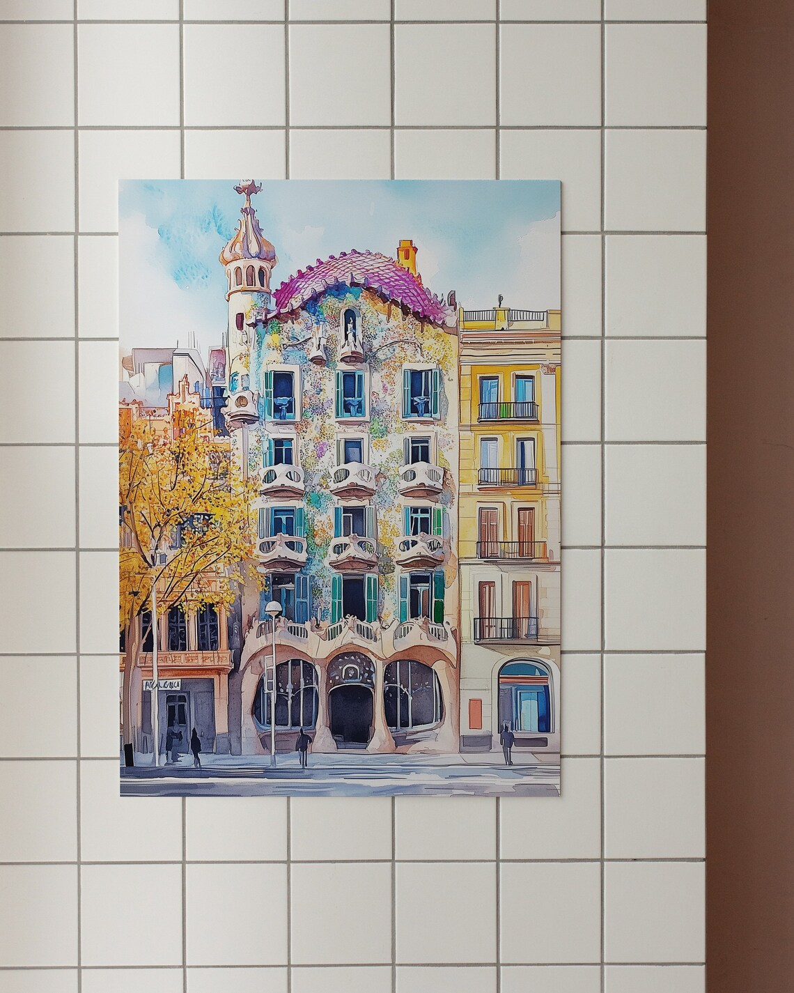 Barcelona Casa Batllo Watercolor Travel Poster - Image 3
