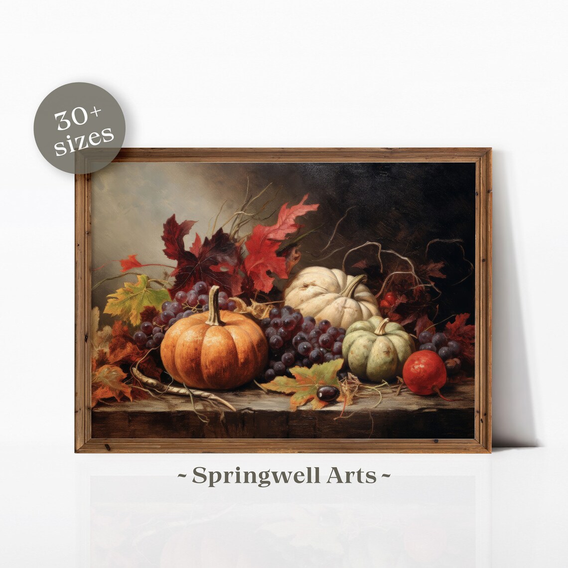Autumn Still Life Art Print, Rustic Fall Harvest Decor