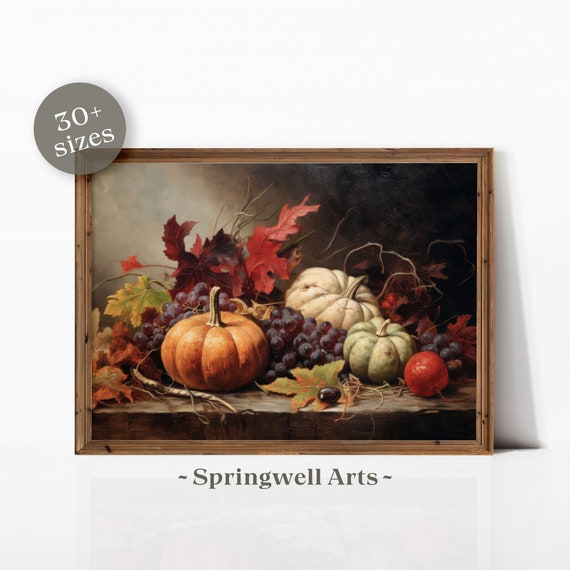 Autumn Still Life Art Print, Rustic Fall Harvest Decor