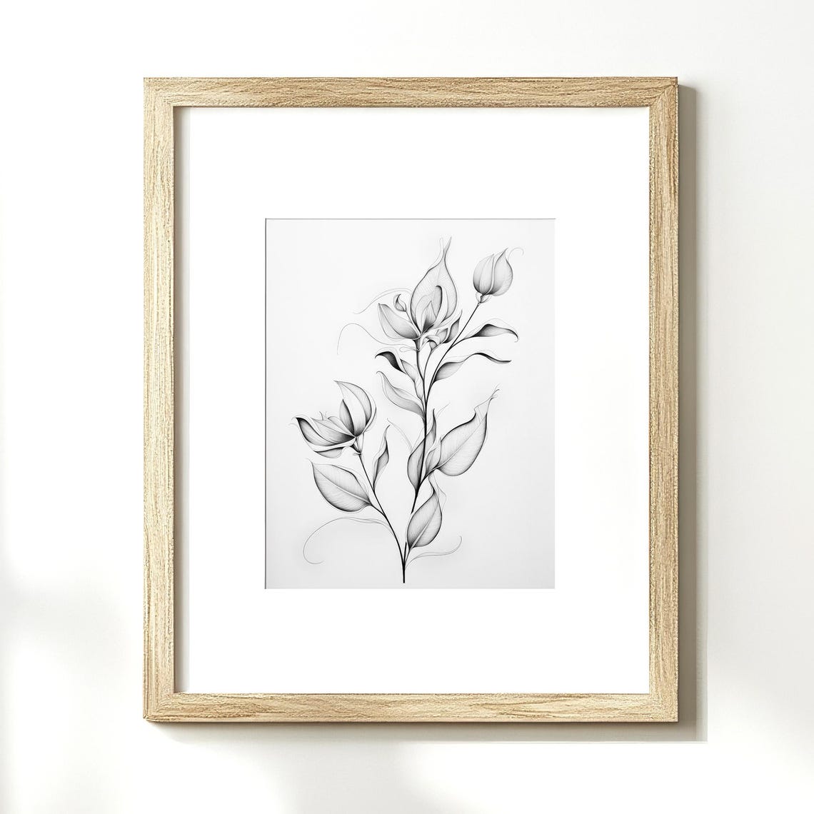 Black And White Botanical Line Drawing Minimalist Floral Ink Poster - Image 2