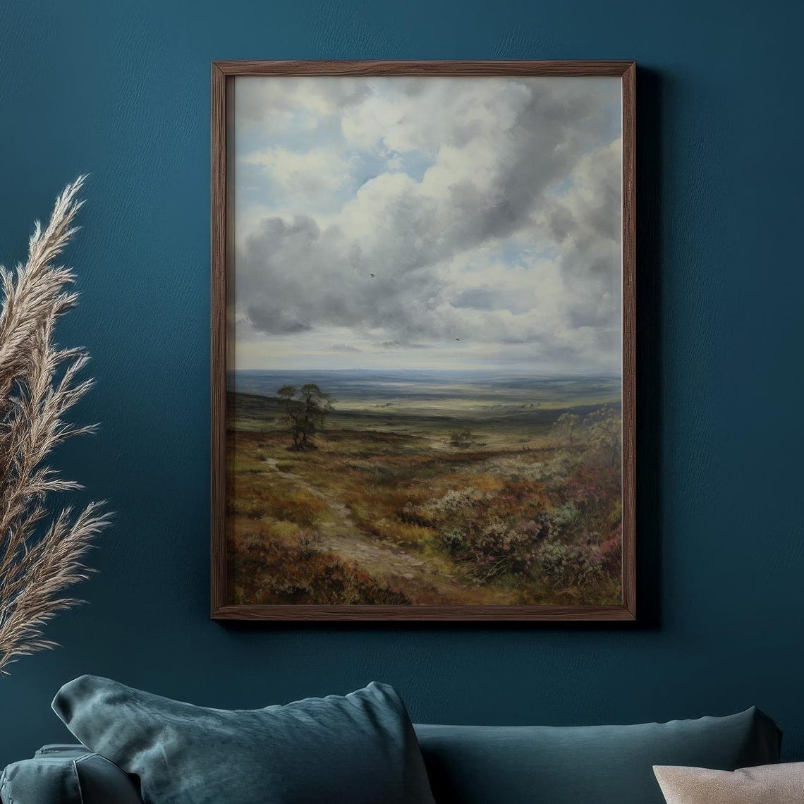 Windswept Moorland Cloudy Sky Antique Countryside Landscape Poster - Image 2