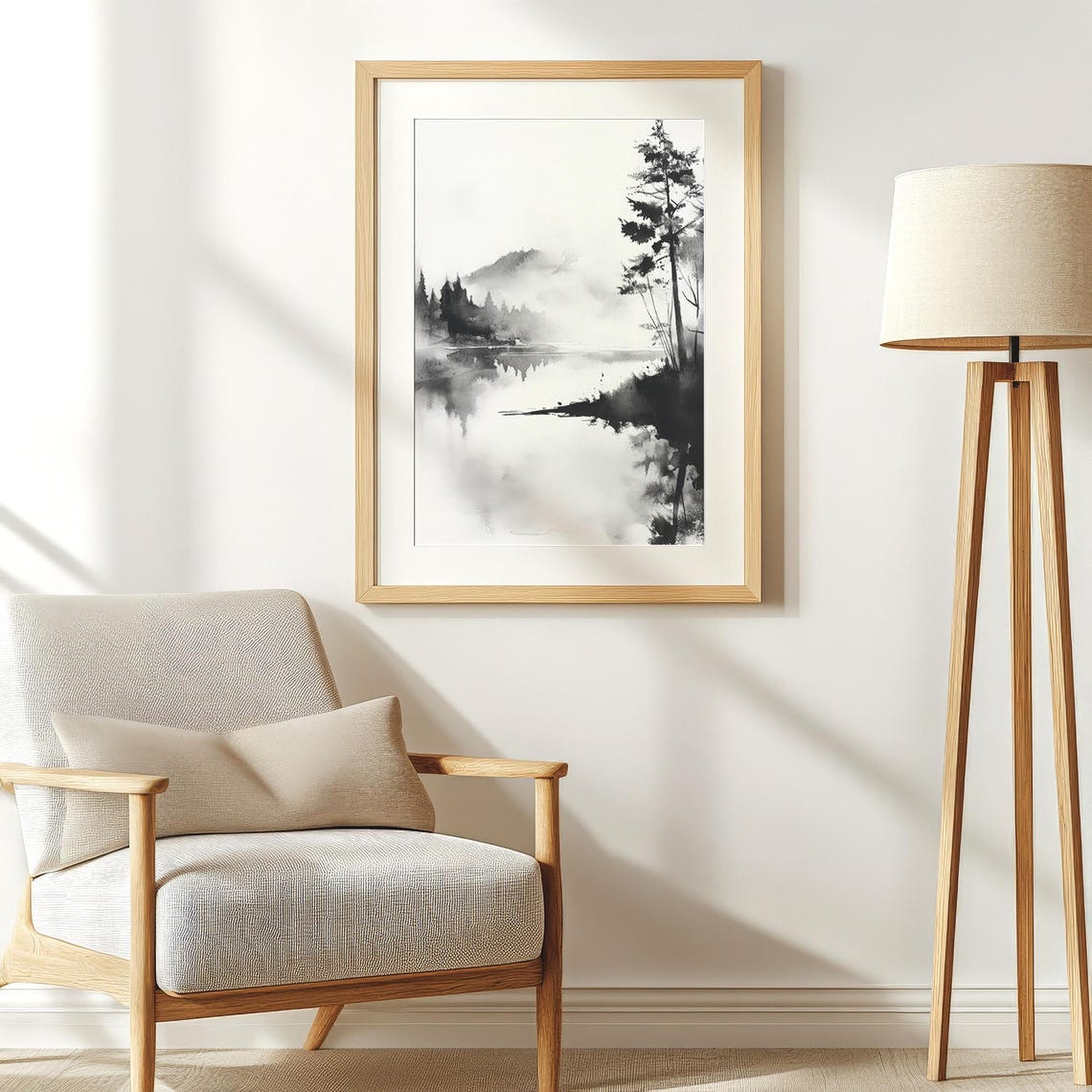 Black And White Watercolor Landscape Poster