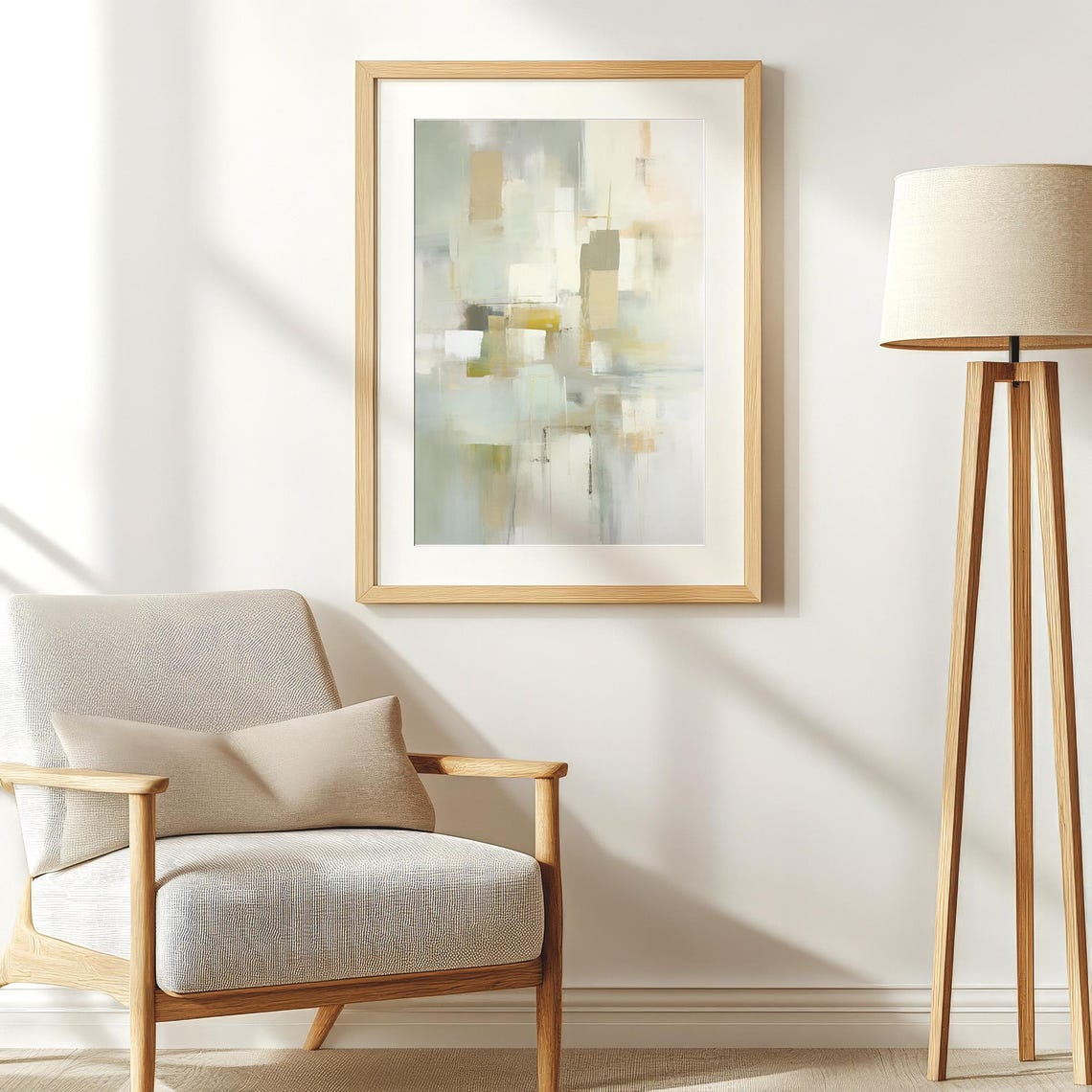 Soft Neutral Abstract Blocks Pastel Beige Modern Minimalist Poster - Image 4